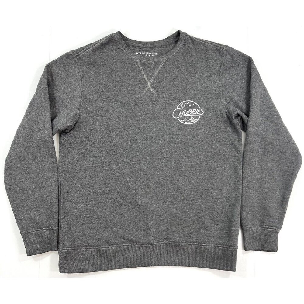 Chubbies Sweatshirt Mens Medium Gray Soft Terry Crewneck Skys Out Thighs Out